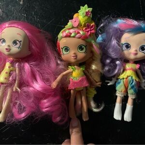 Bundle Of Shopkins Shoppies Pineapple Lily Bubbleisha & Rainbow Kate Dolls